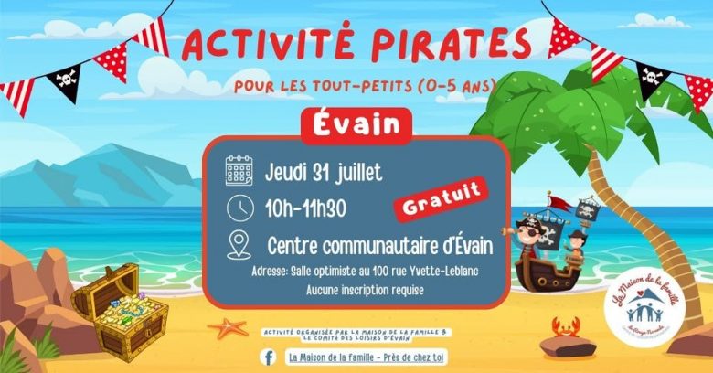 Activité "Pirates" pour les tout-petits, le 31 juillet