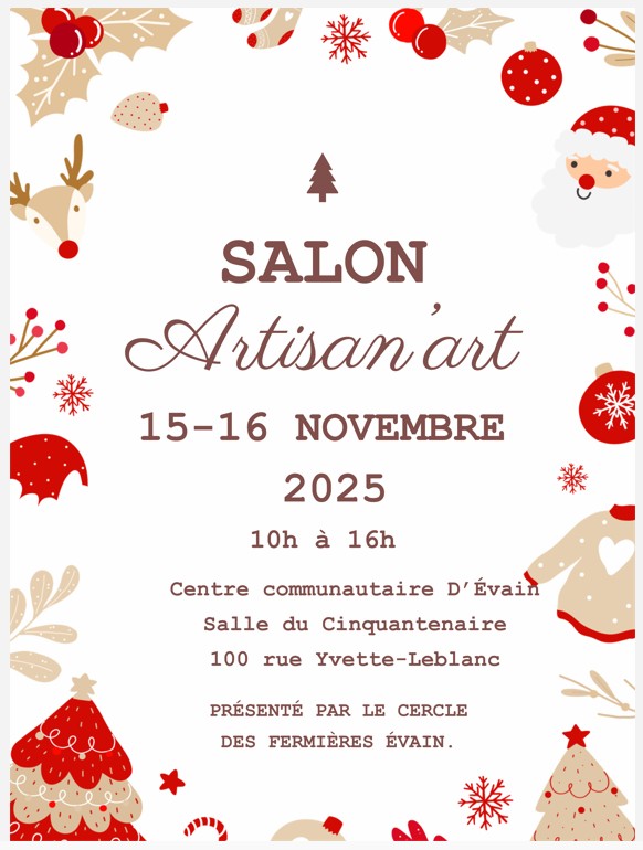 Salon Artisan'art, les 15 et 16 décembre, de 10 h à 16 h