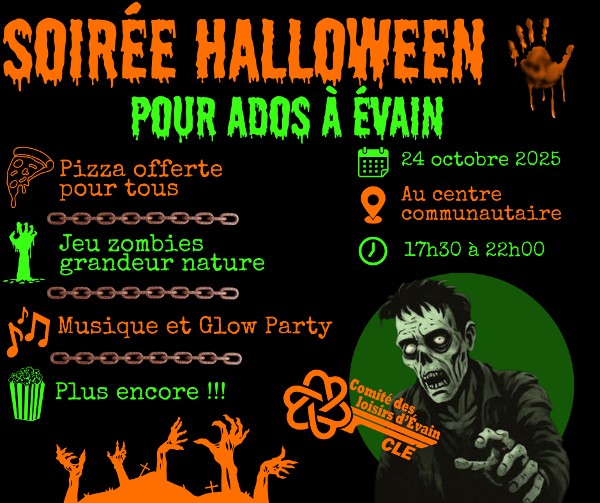 Soirée Halloween pour adolescents à Évain