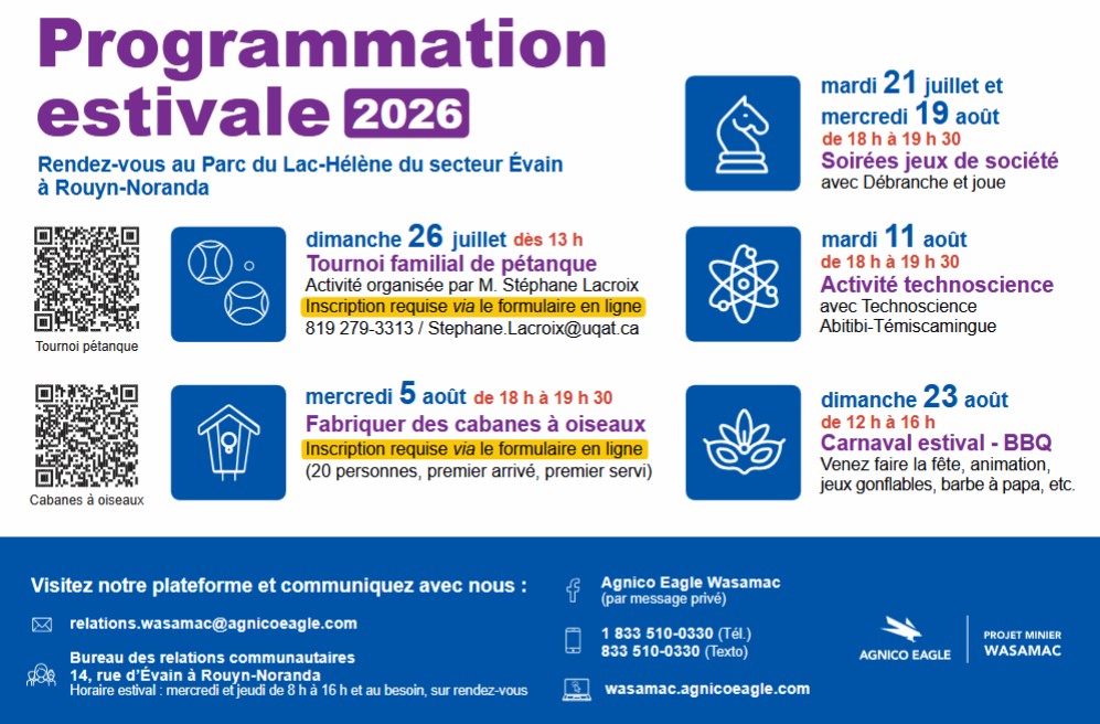Programmation estivale au parc du Lac Hélène