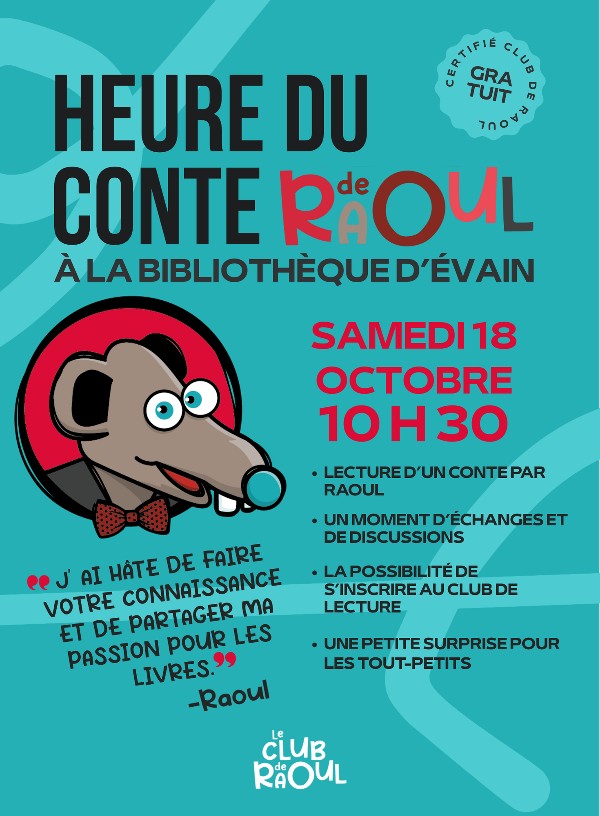 Heure du conte de Raoul, à la bibliothèque d'Évain