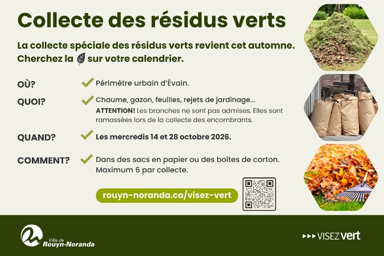 Collecte des résidus verts : chaume, gazon, feuilles, rejets de jardinage...