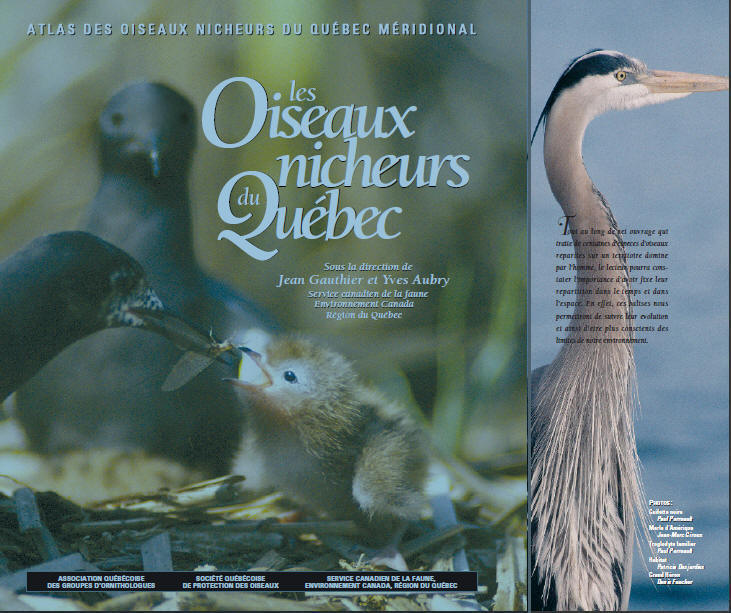 Page couverture: Atlas des oiseaux nicheurs