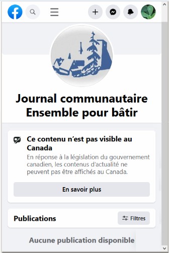 Page Facebook du journal Ensemble pour bâtir