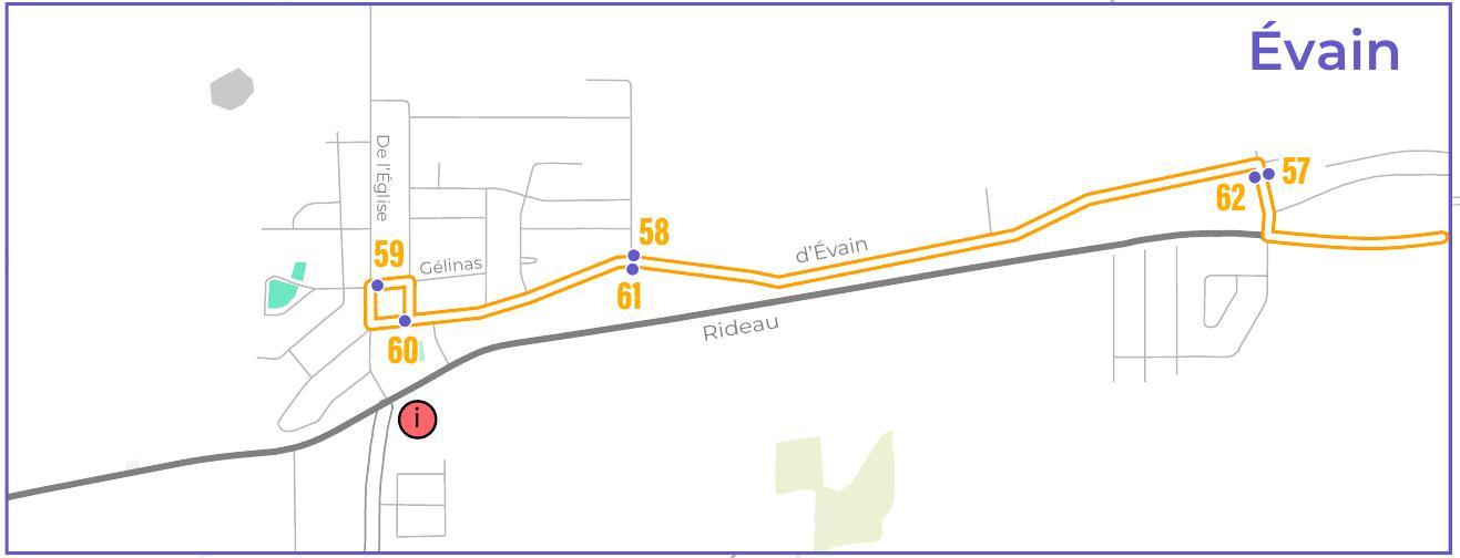 Trajet d'autobus à Évain