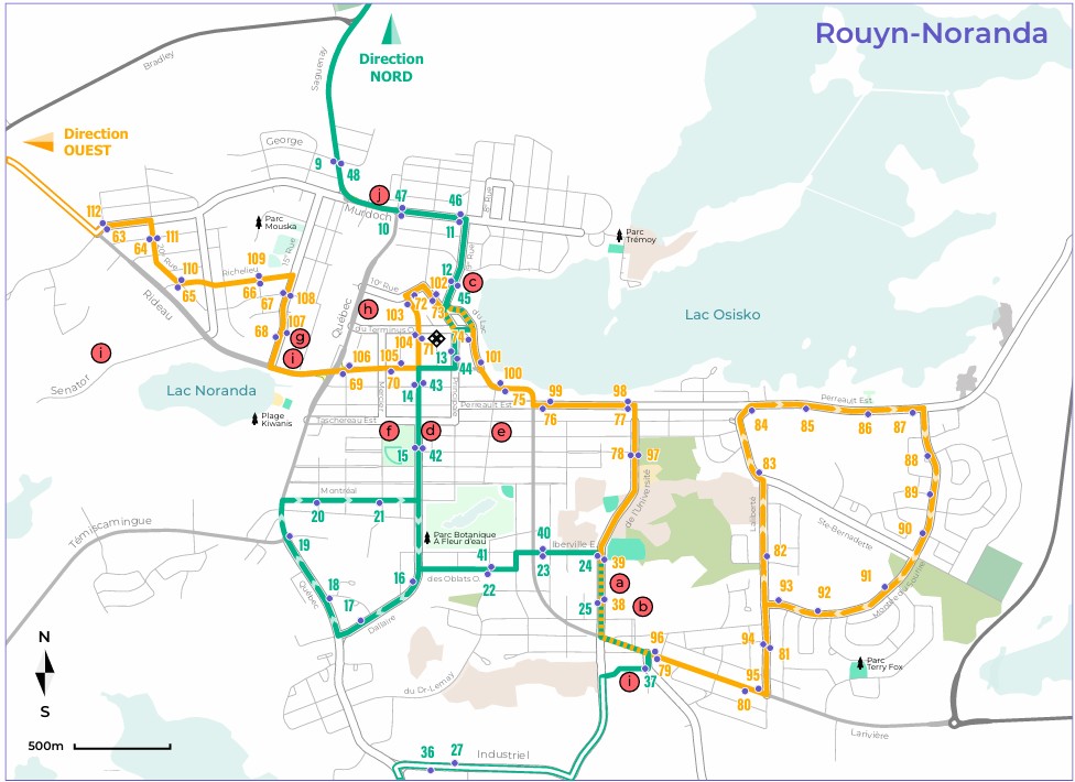 Trajets d'autobus à Rouyn-Noranda