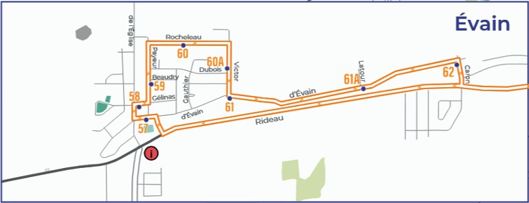 Trajet d'autobus à Évain Trajet d'autobus à Évain
