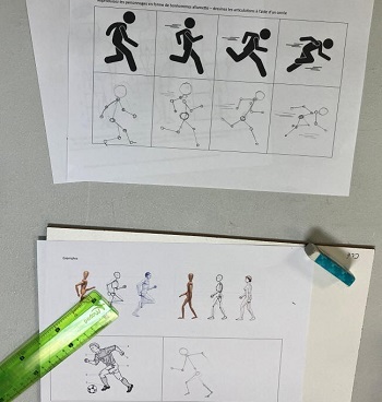 Exercice: reproduire les personnages en forme de bonhommes allumette