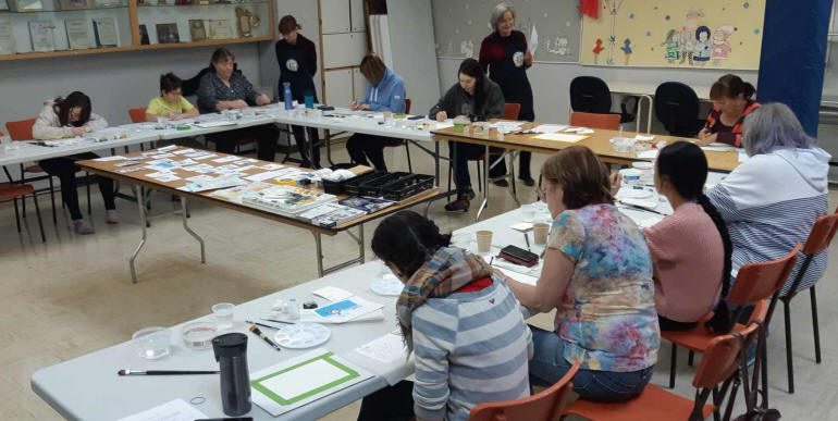 Artistes au travail lors de l'atelier