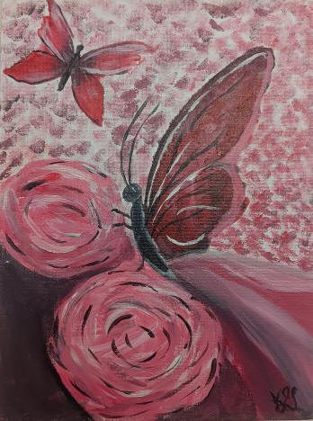 Dessin de papillons tout en rouge