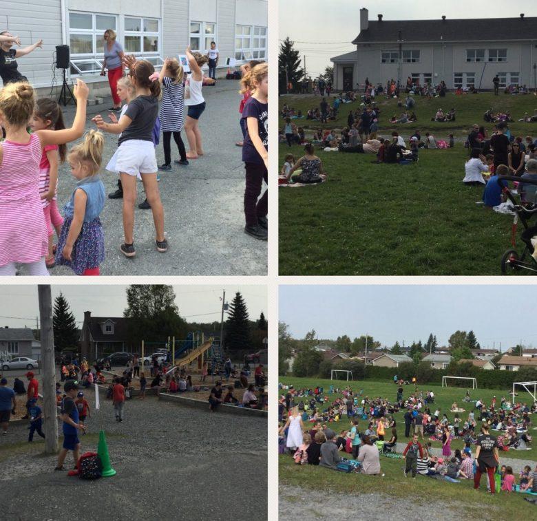 Pique-nique et jeux dans la cour de l'école Saint-Bernard