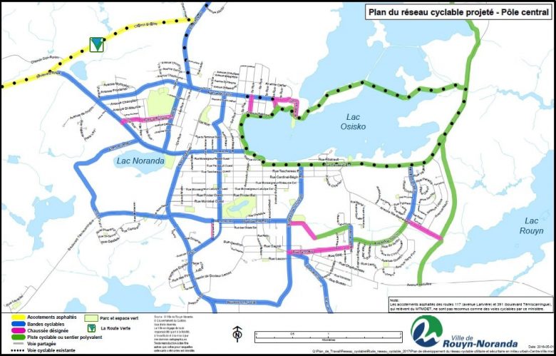 Plan réseau cyclable projeté