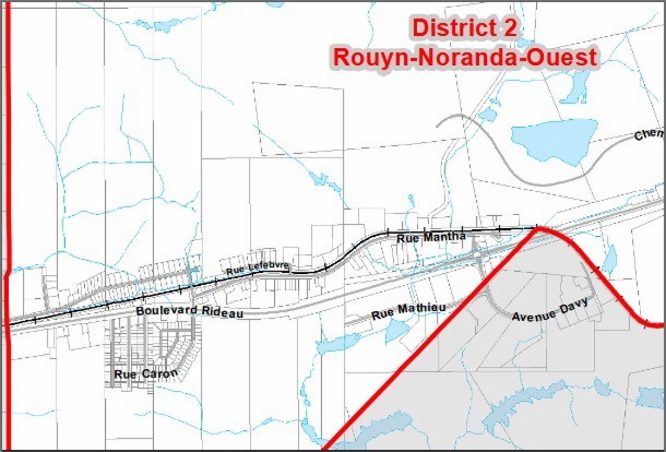Une partie du district électoral 2 - Rouyn-Noranda-Ouest