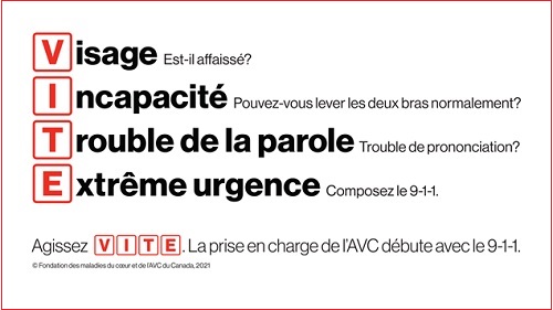 Agissez VITE. La prise en charge de l'AVC débute avec le 9-1-1.