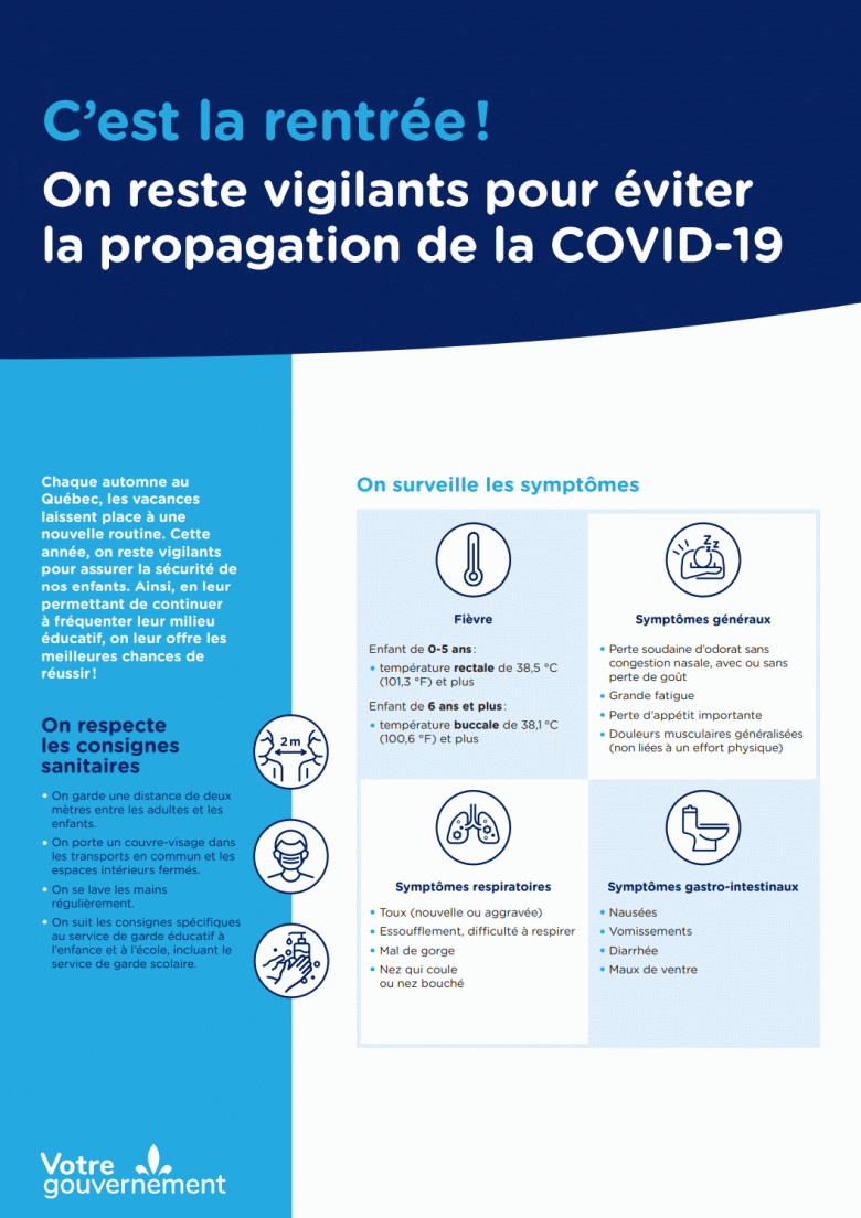 On respecte les consignes sanitaires et on surveille les symptômes